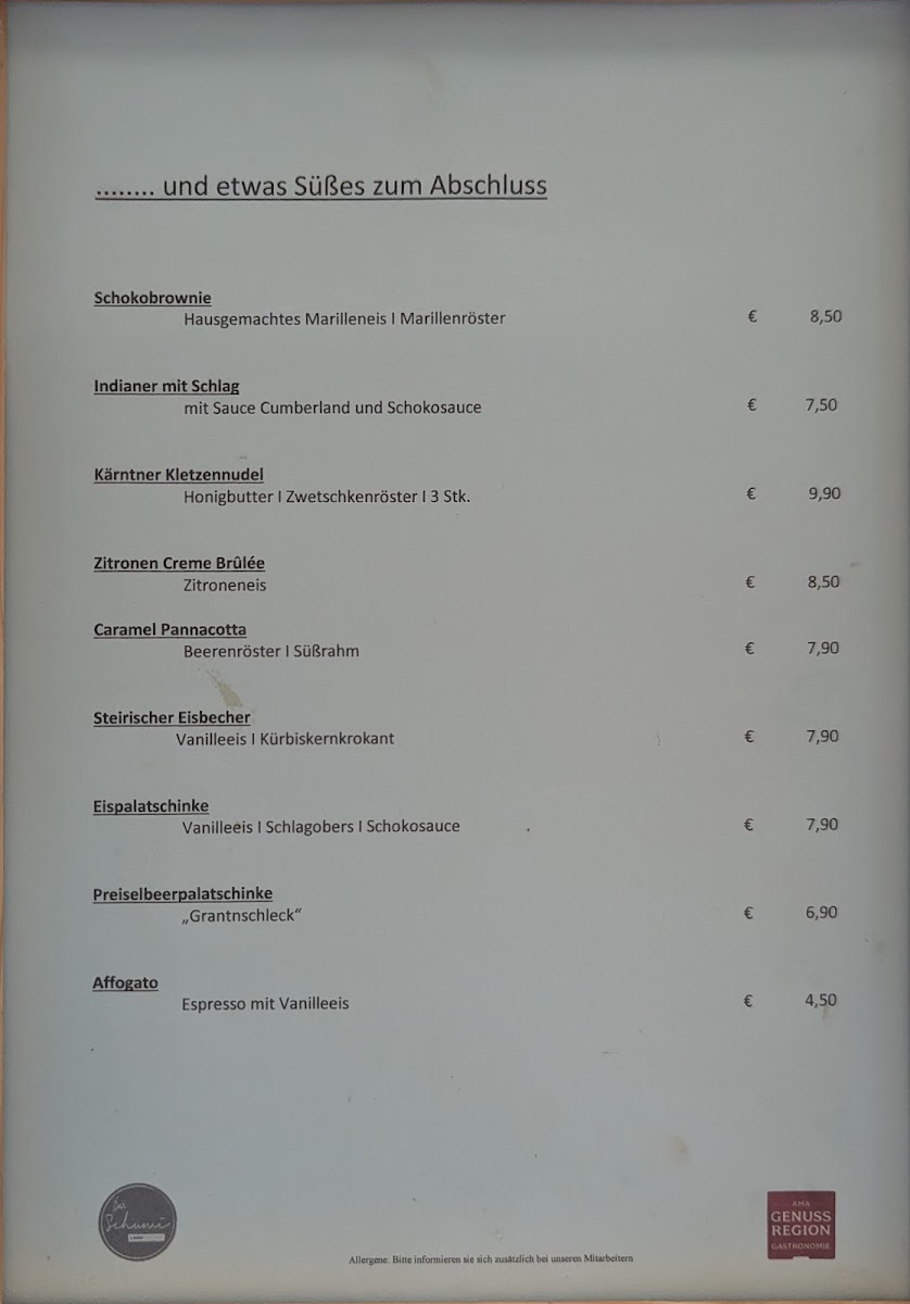 Menu Der Schumi Landgasthof-1